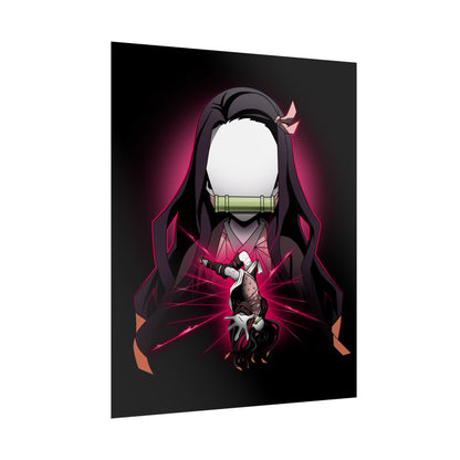 Nezuko Kamado Minimalist - Elegant Demon Slayer Wall Art