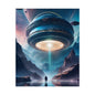 Sci-Fi Alien Planet - Majestic Mountain Range with Mothership Wall Art