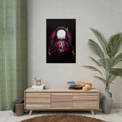 Nezuko Kamado Minimalist - Elegant Demon Slayer Wall Art