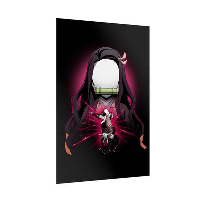 Nezuko Kamado Minimalist - Elegant Demon Slayer Wall Art